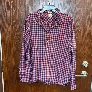 J.Crew Pink and Blue Boyfriend Fit Checkered Cotton Shirt XXL EUC